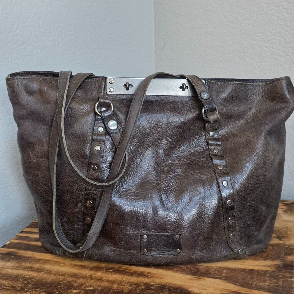 Patricia Nash Benvenuto Heritage Tote Large Distressed Brown Leather Handbag
